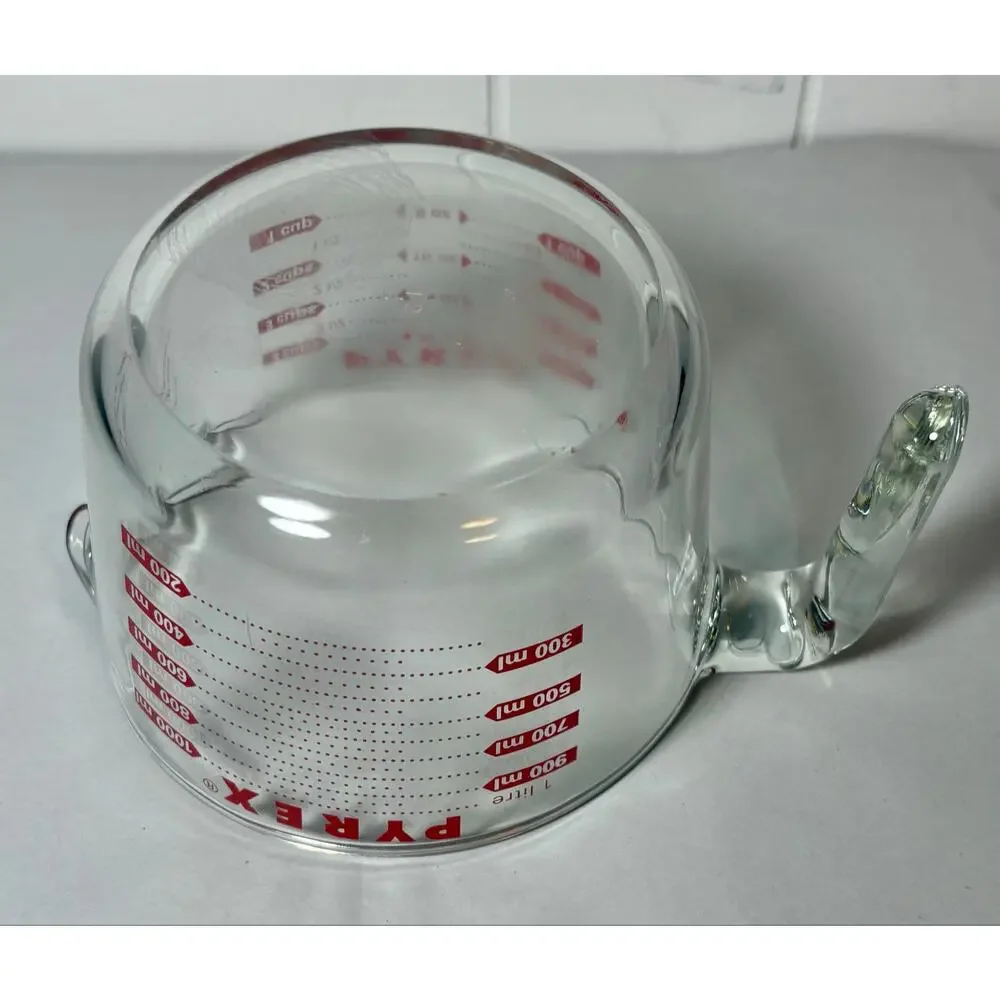 Vintage Pyrex 4 Cup 1 Qt Glass Measuring Cup Open Handle